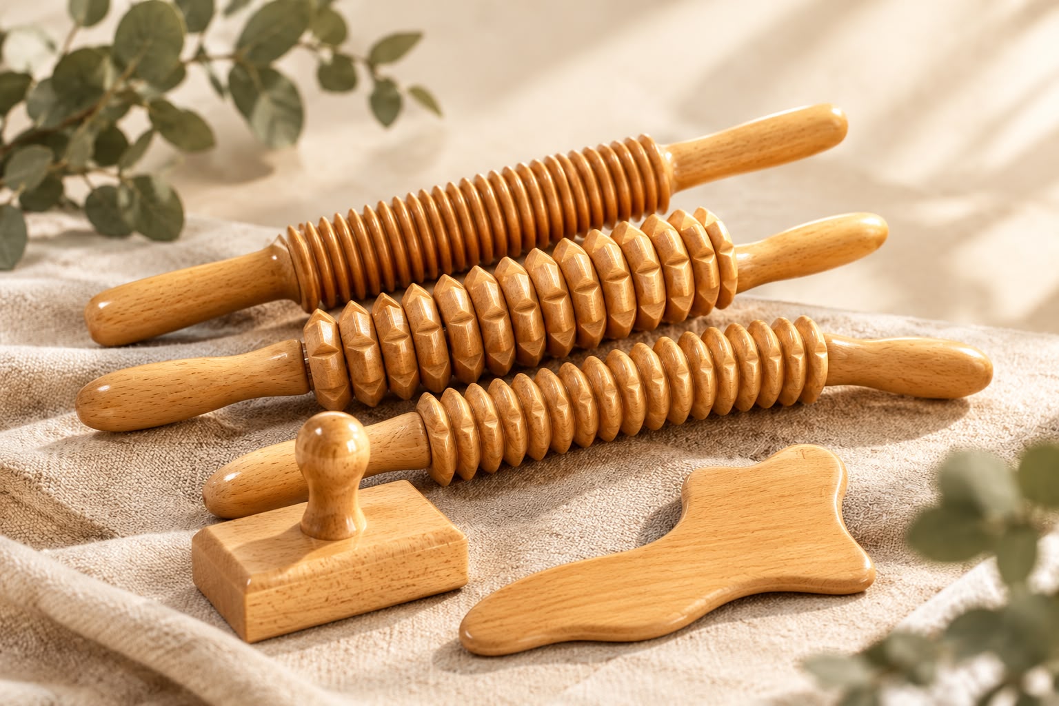 Madero-Holzwalzen und Massageinstrumente aus Holz